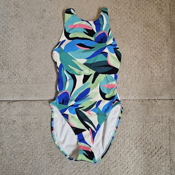 Shade & Shore Textured Tropical One-Piece Swimsuit – Size XS (0–2) | NWT - Picture 4 of 11
